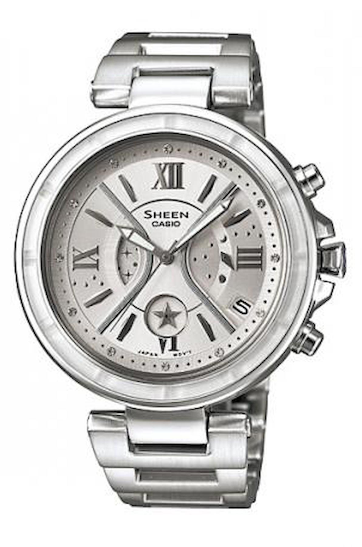 Casio SHE-5515D-7ADR Takvimli 40 mm Gri Çelik Kordon Analog Kadın Kol Saati