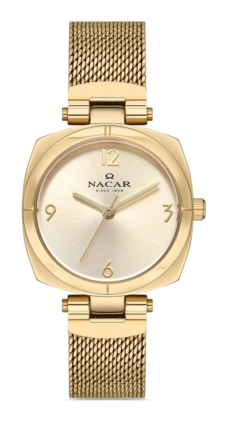 Nacar 36392025-DMM 30 mm Sarı Hasır Kordon Analog Kadın Kol Saati