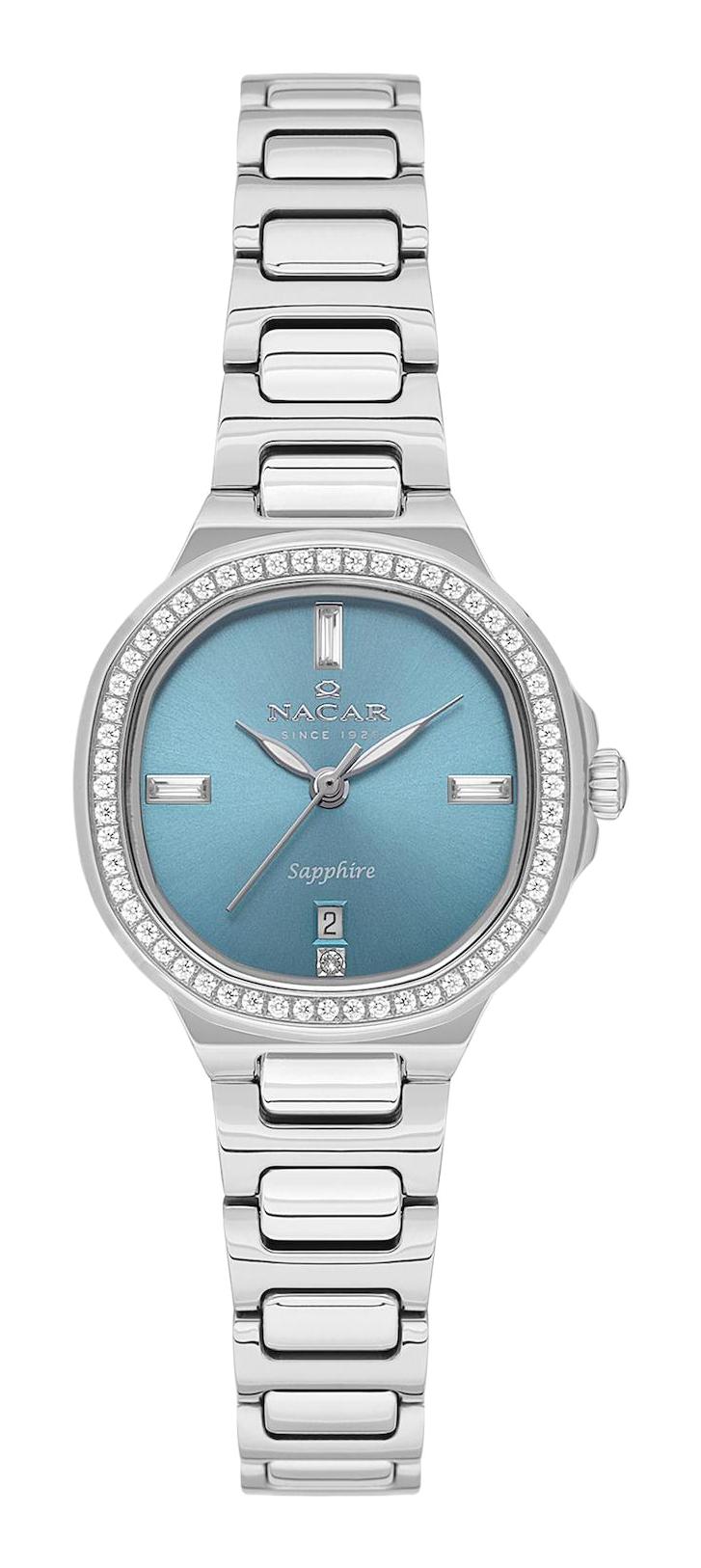 Nacar 33398369-AUMS Takvimli 27 mm Gri Metal Kordon Analog Kadın Kol Saati