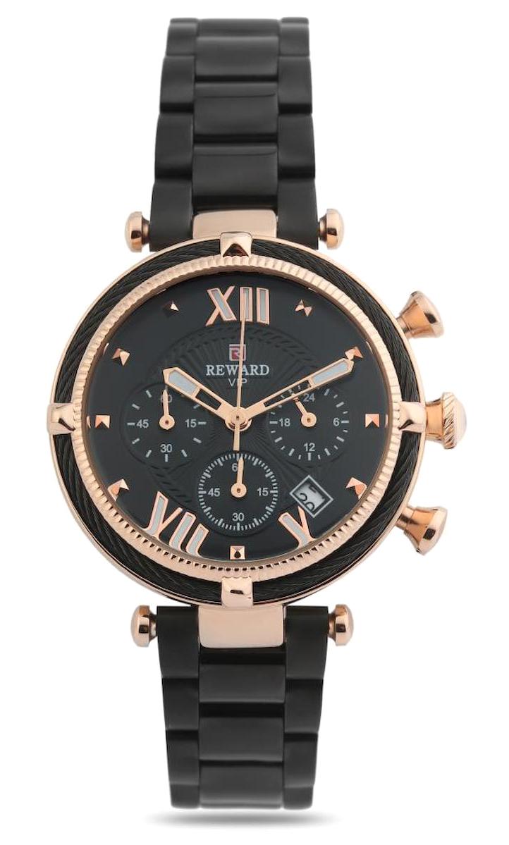 Reward Takvimli 36 mm Siyah Metal Kordon Analog Kadın Kol Saati