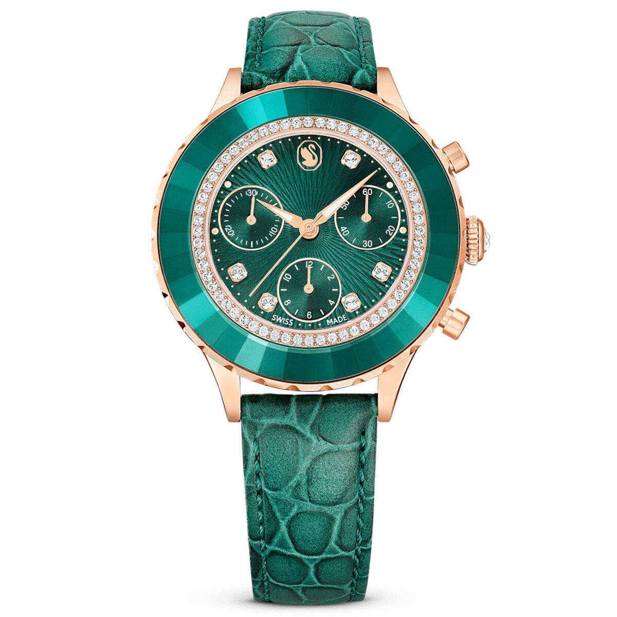 Swarovski SWR5672931 37 mm Yeşil Deri Kordon Analog Kadın Kol Saati