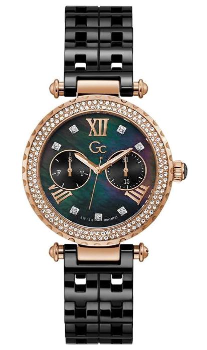 Guess GCY65001L1MF Takvimli 36 mm Siyah Seramik Kordon Analog Kadın Kol Saati