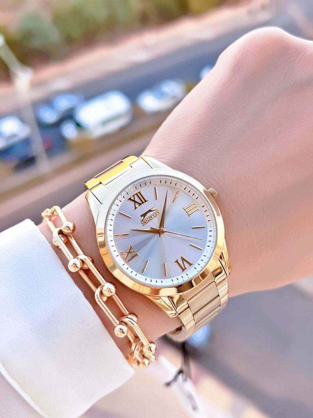Slazenger SL.2.759 36-38 mm Altın Çelik Kordon Analog Kadın Kol Saati