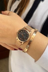 Laydi.Mo 28 mm Altın Hasır Kordon Analog Kadın Kol Saati