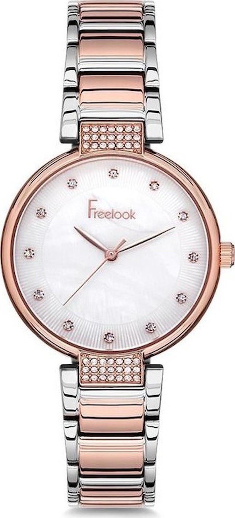 Freelook F.7.1057.04 34 mm Gri-Rose Gold Çelik Kordon Analog Kadın Kol Saati