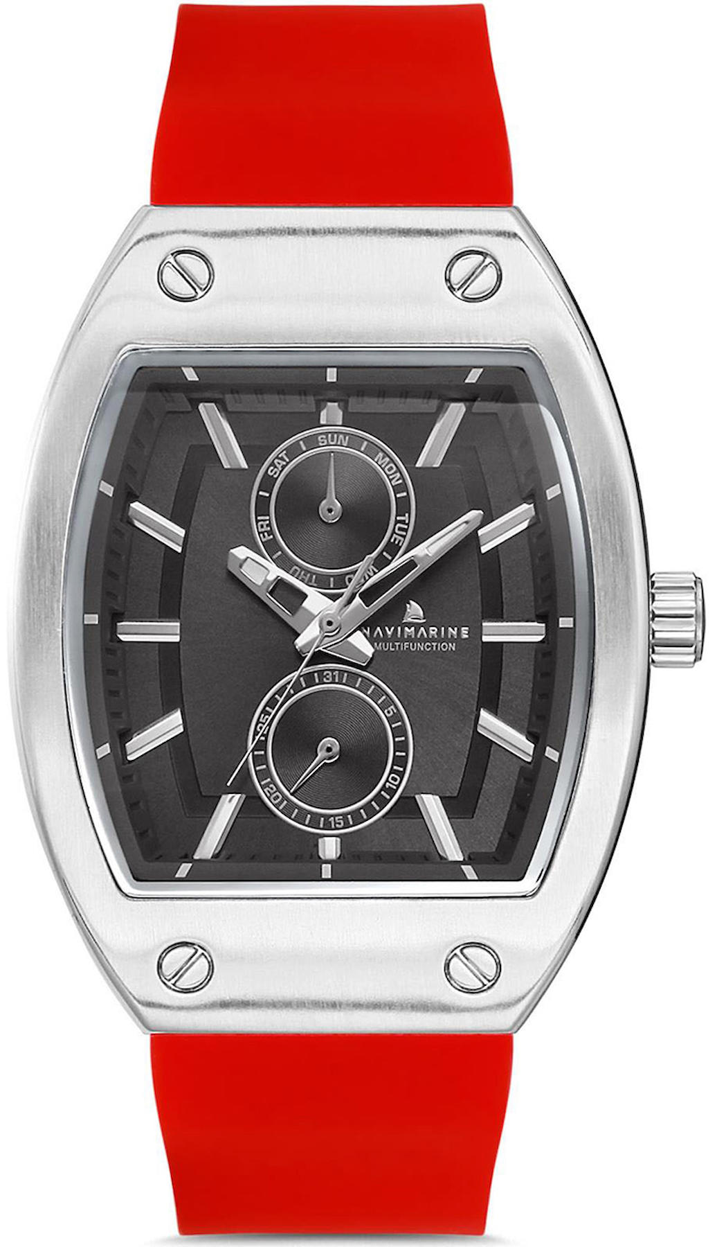 Navimarine NM136-02 Takvimli 34 mm Kırmızı Deri Kordon Analog Kadın Kol Saati