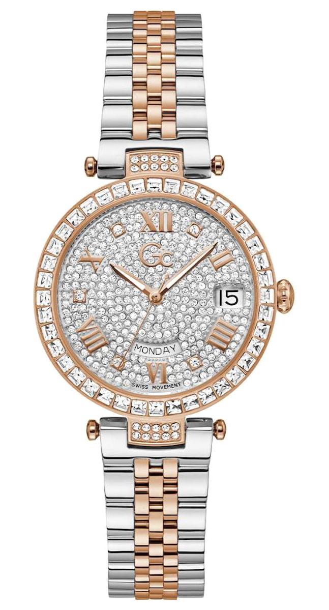 Guess GCZ01014L1MF Takvimli 34 mm Gri-Rose Gold Çelik Kordon Analog Kadın Kol Saati