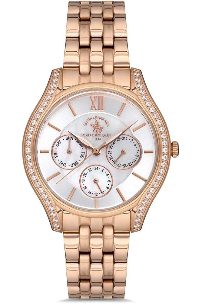Santa Barbara Polo & Racquet Club Takvimli 30 mm Rose Gold Metal Kordon Analog Kadın Kol Saati