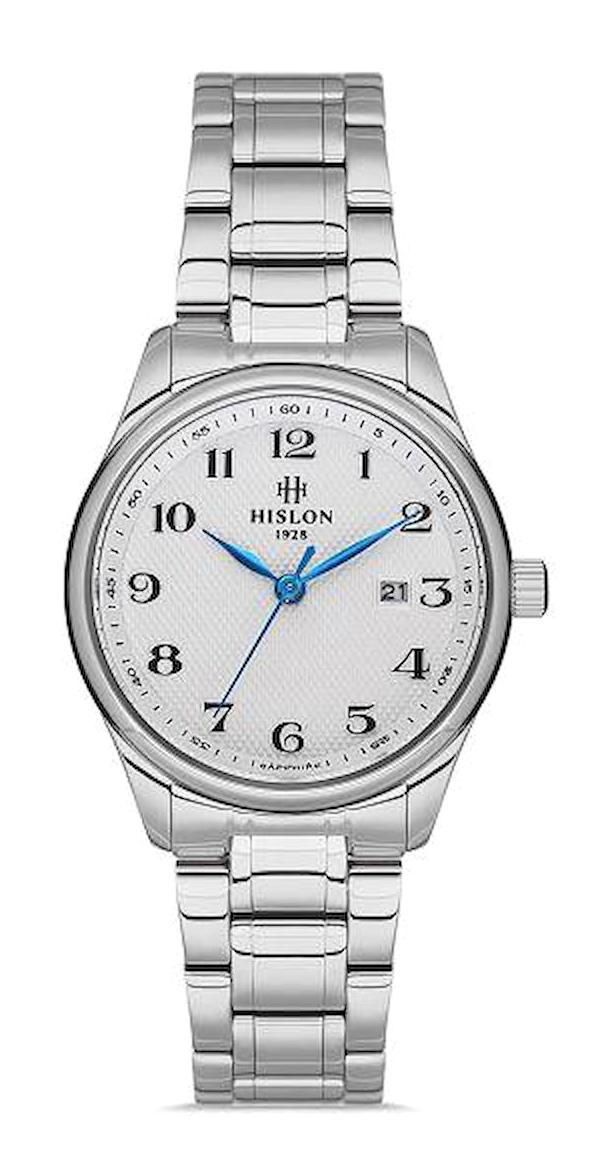 Hislon QL113S-01SS Takvimli 30 mm Gri Çelik Kordon Analog Kadın Kol Saati
