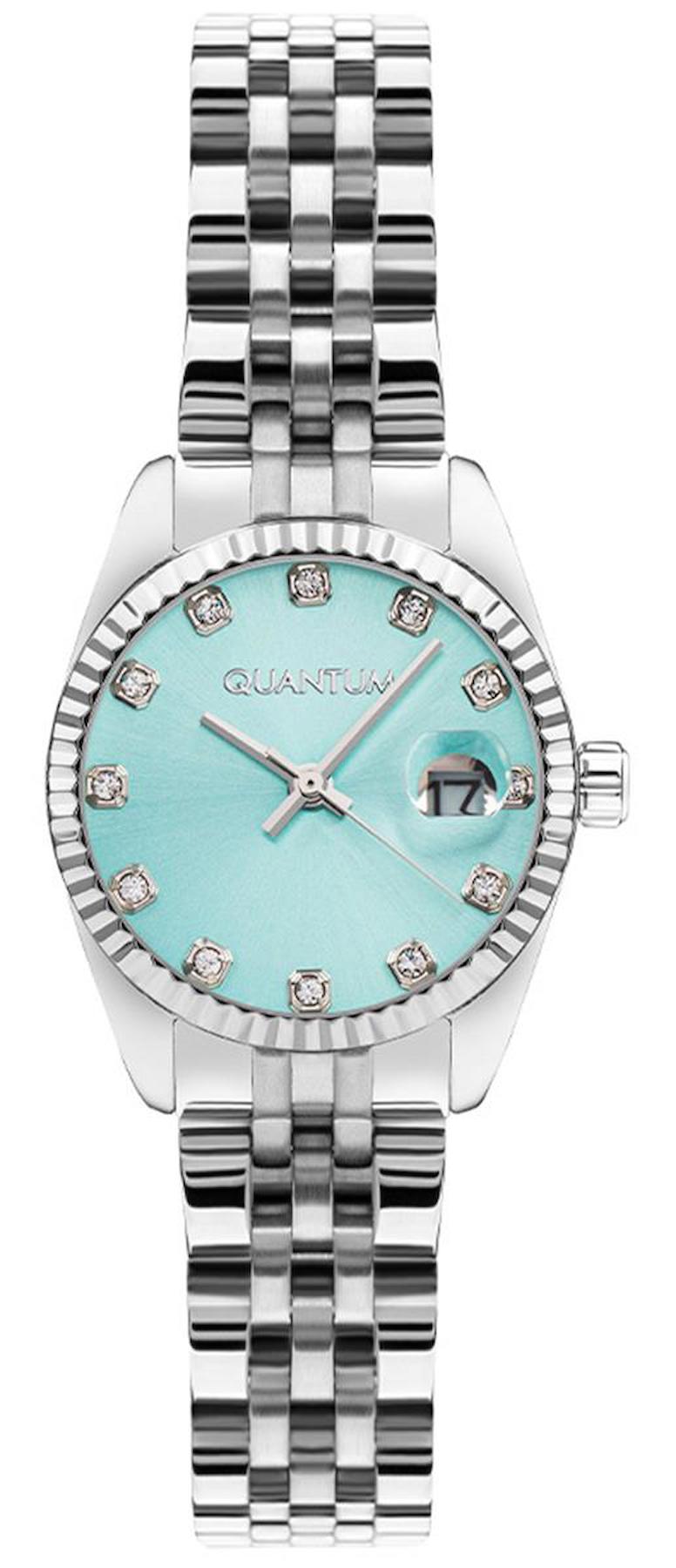 Quantum IML1114.300 Takvimli 30 mm Gri Çelik Kordon Analog Kadın Kol Saati