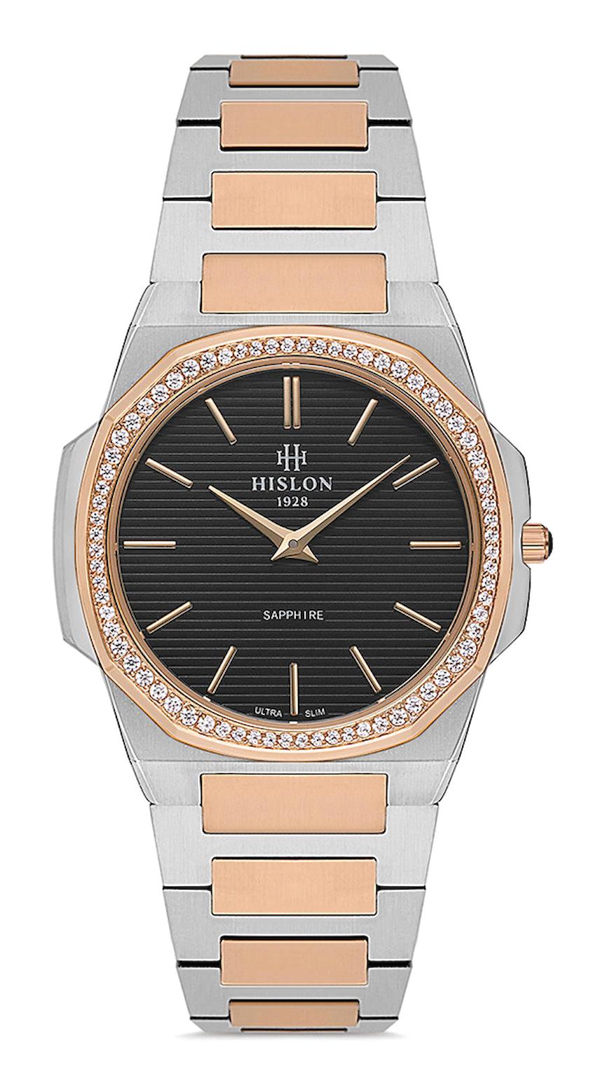 Hislon QL127T-04ST 32 mm Gri-Rose Gold Çelik Kordon Analog Kadın Kol Saati