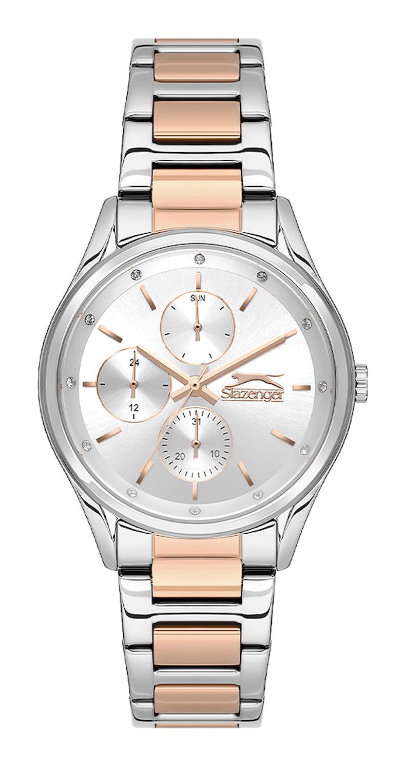 Slazenger SL.09.2229.4.02 Takvimli 32 mm Bronz-Gri Çelik Kordon Analog Kadın Kol Saati