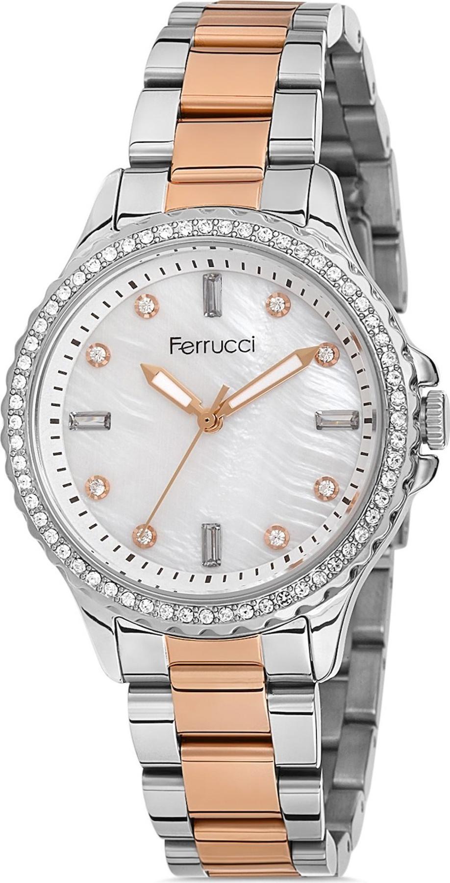 Ferrucci FC.14020M.02 35 mm Gri-Rose Gold Çelik Kordon Analog Kadın Kol Saati