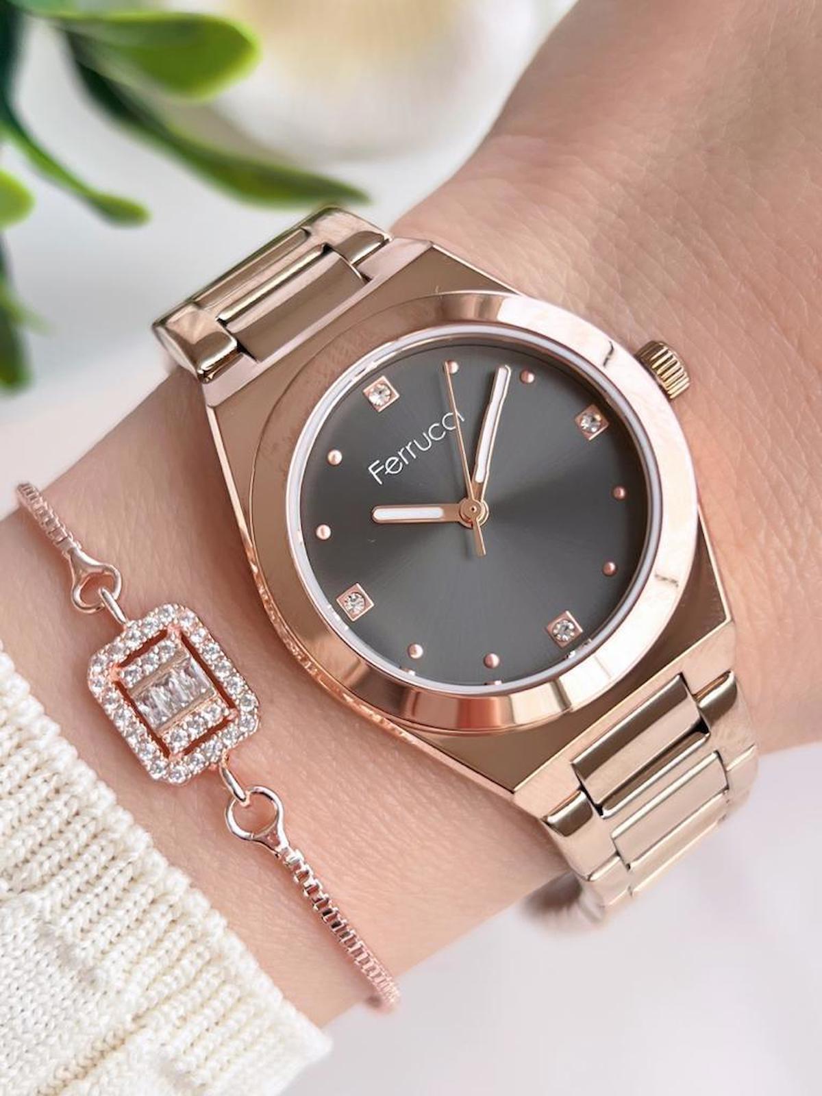 Ferrucci BLKT.2.964 38 mm Rose Gold Çelik Kordon Analog Kadın Kol Saati