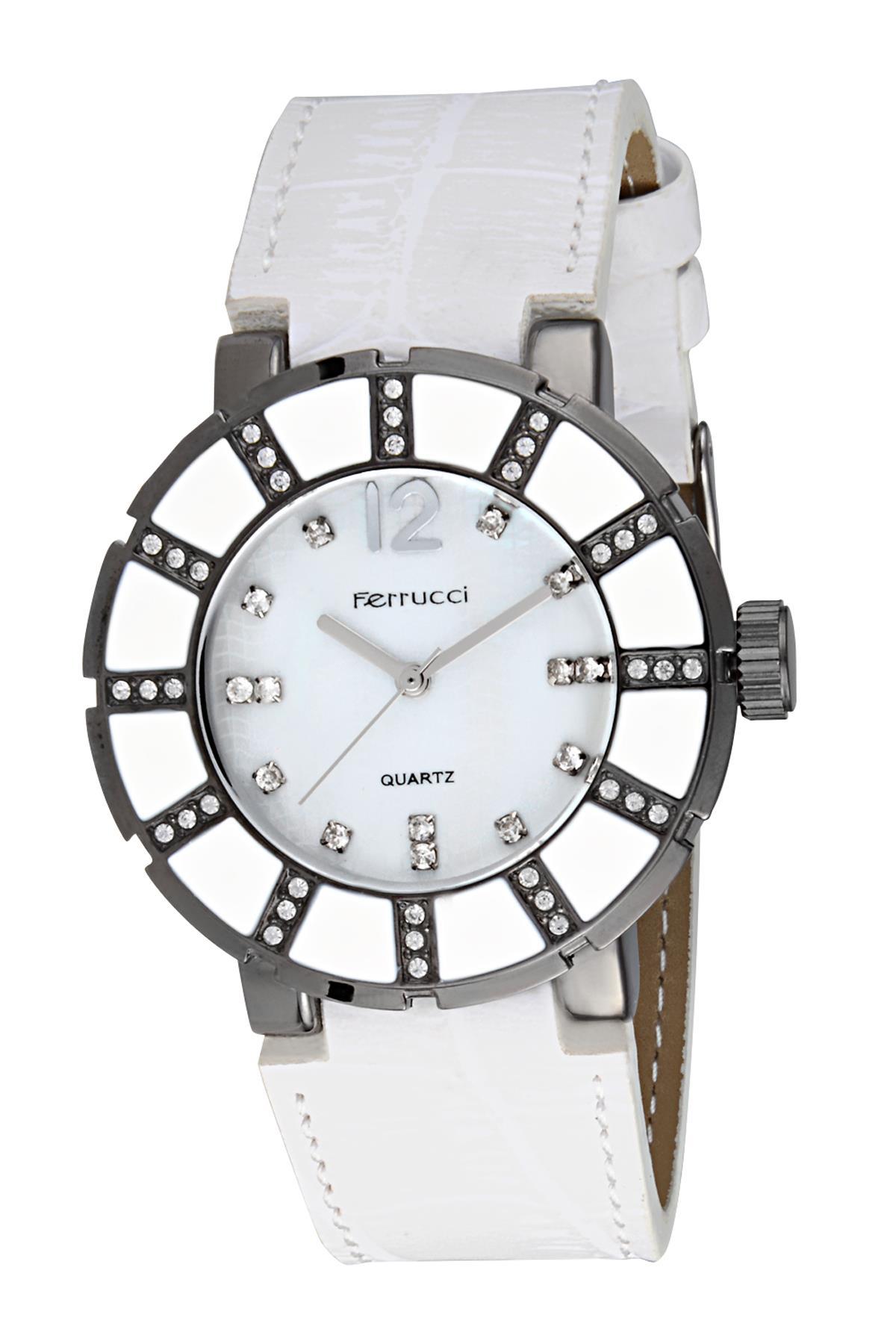Ferrucci 5FK460 38 mm Beyaz Deri Kordon Analog Kadın Kol Saati