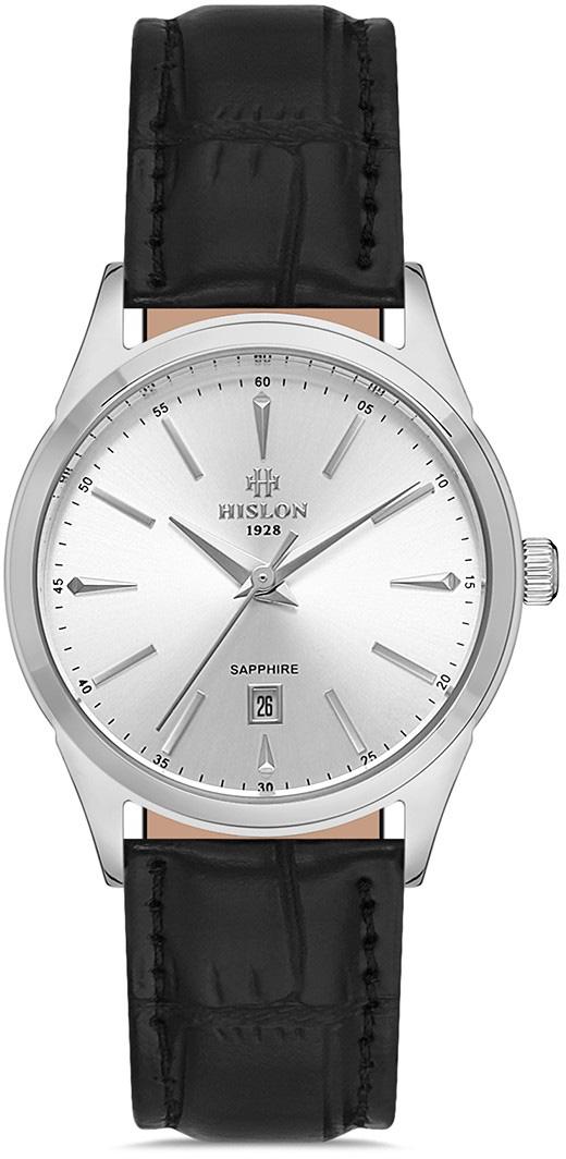 Hislon QL129S-03BS Takvimli 30 mm Siyah Deri Kordon Analog Kadın Kol Saati