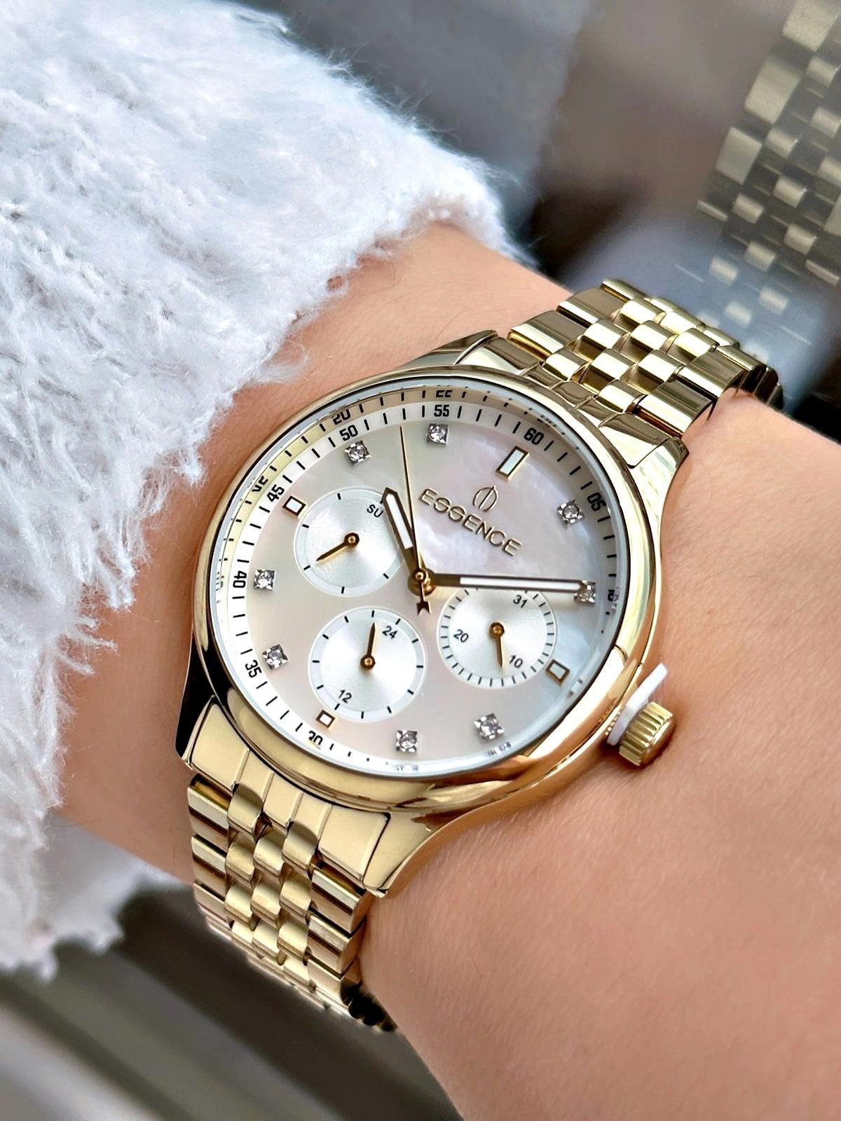 Essence ES6796FE.120 Takvimli 36 mm Altın Çelik Kordon Analog Kadın Kol Saati