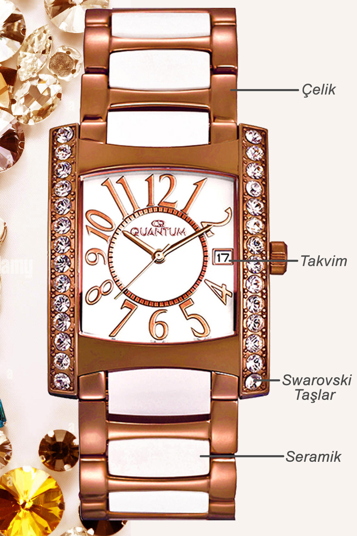 Quantum IMC233MRR-01RW Takvimli 31 mm Rose Gold Çelik Kordon Analog Kadın Kol Saati