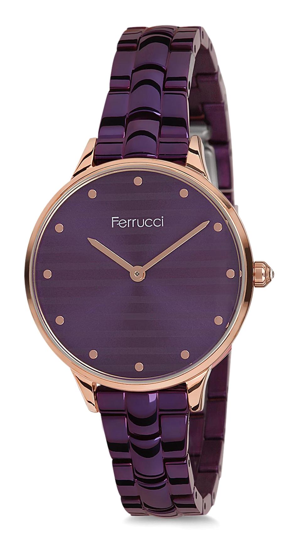 Ferrucci 9FM1081 38 mm Mor Metal Kordon Analog Kadın Kol Saati