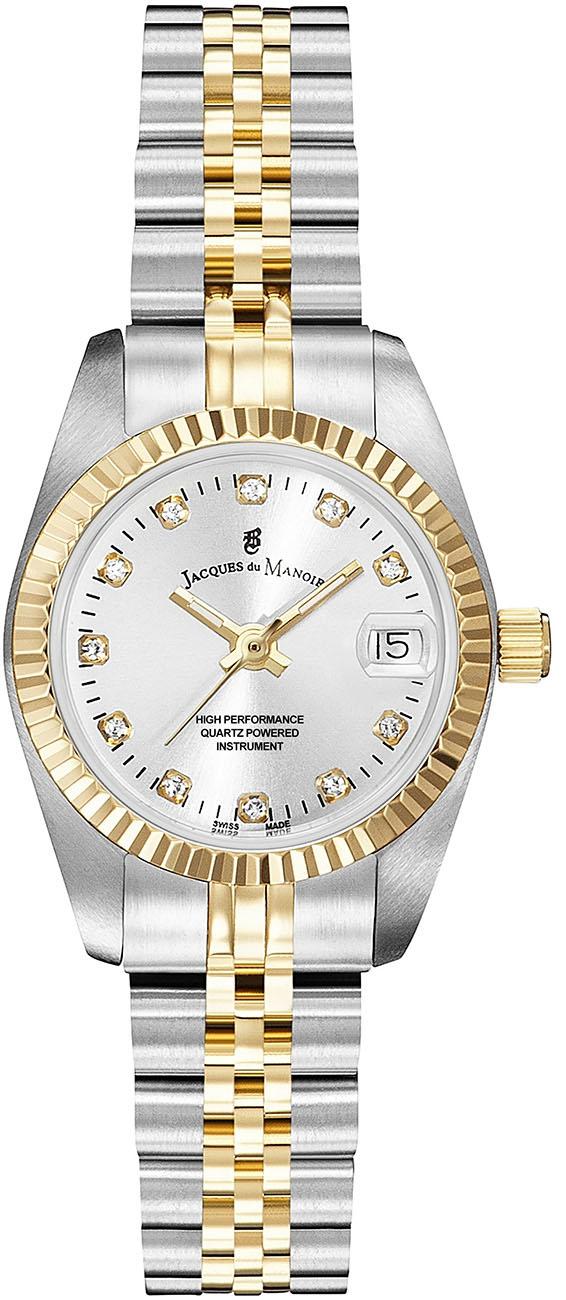 Jacques Du Manoir NRO.08 Takvimli 26 mm Altın-Gri Çelik Kordon Analog Kadın Kol Saati