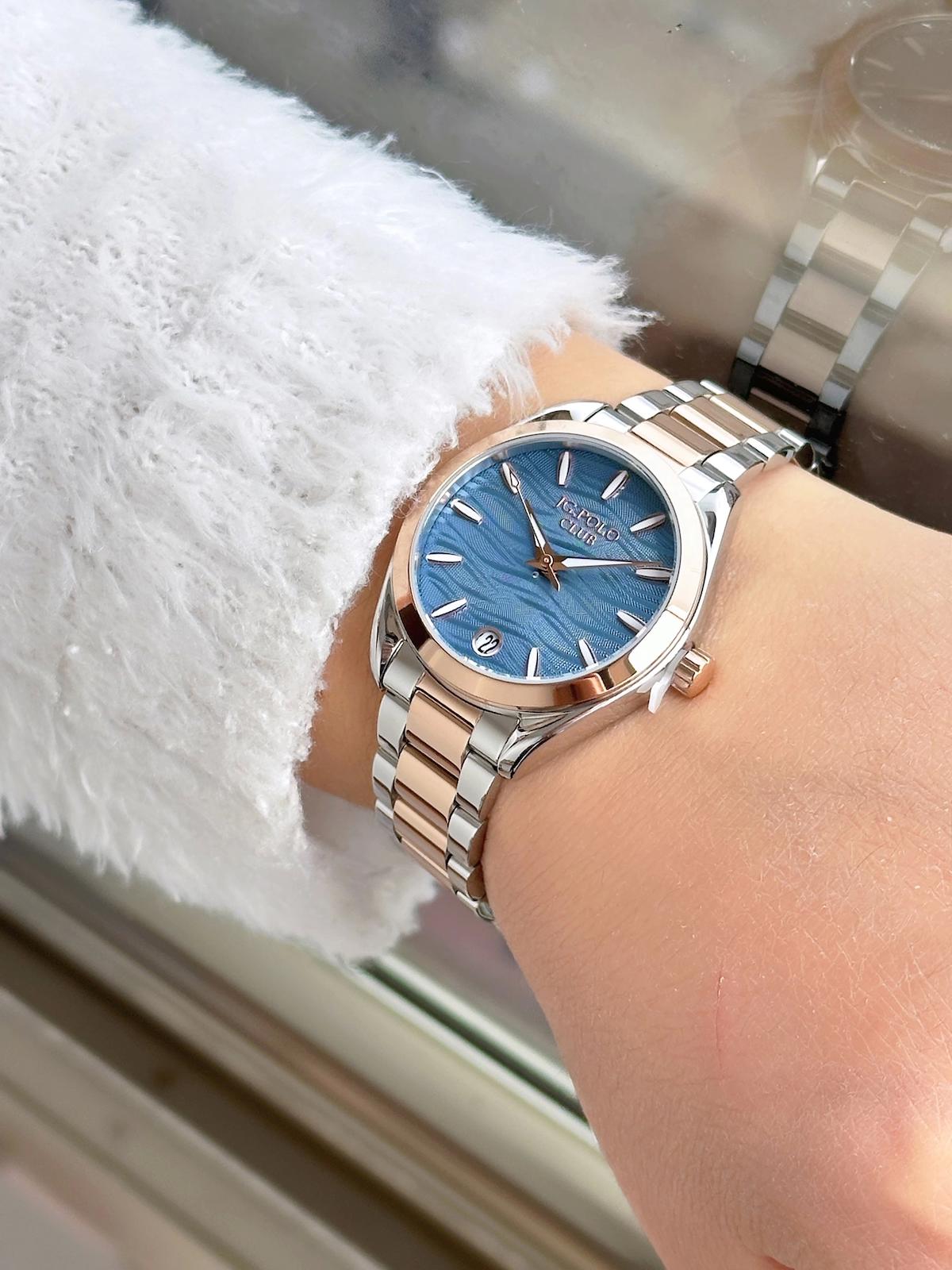 Jg. Polo Club JPC.0224.S03988.03 Takvimli 35 mm Gri-Rose Gold Çelik Kordon Analog Kadın Kol Saati