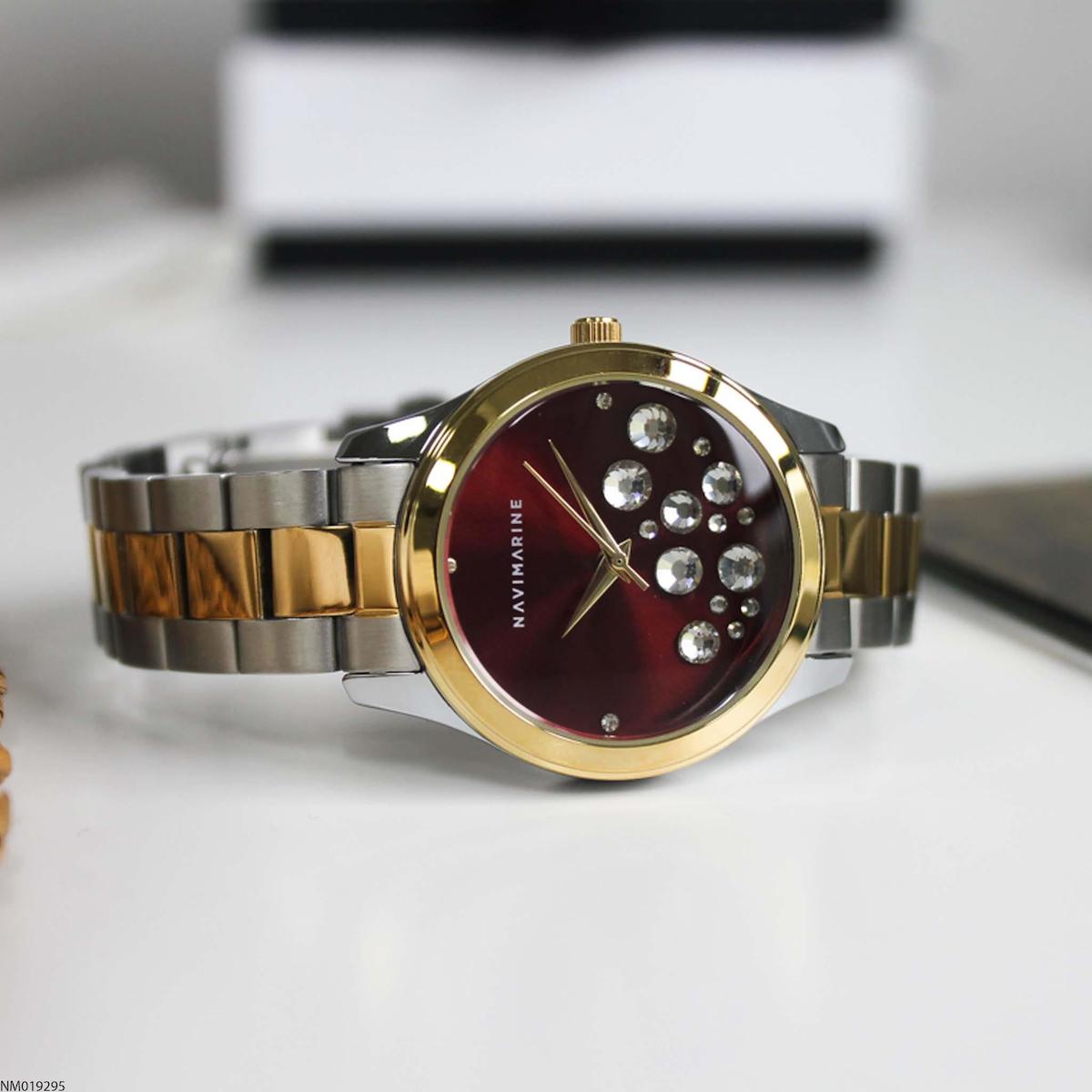Navimarine NM019295 35 mm Altın-Gri Çelik Kordon Analog Kadın Kol Saati