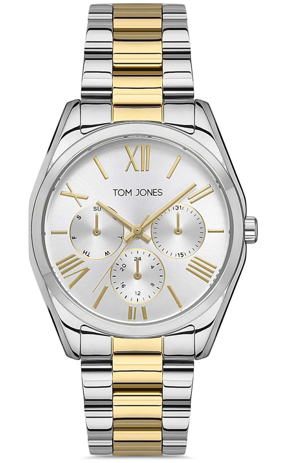 Tom Jones TJ.1.2139.02 Takvimli 34 mm Altın-Gri Metal Kordon Analog Kadın Kol Saati