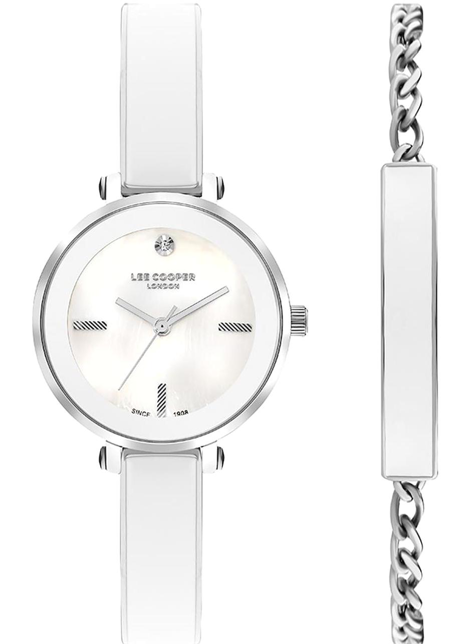 Lee Cooper LC07813.320 40 mm Beyaz Metal Kordon Analog Kadın Kol Saati