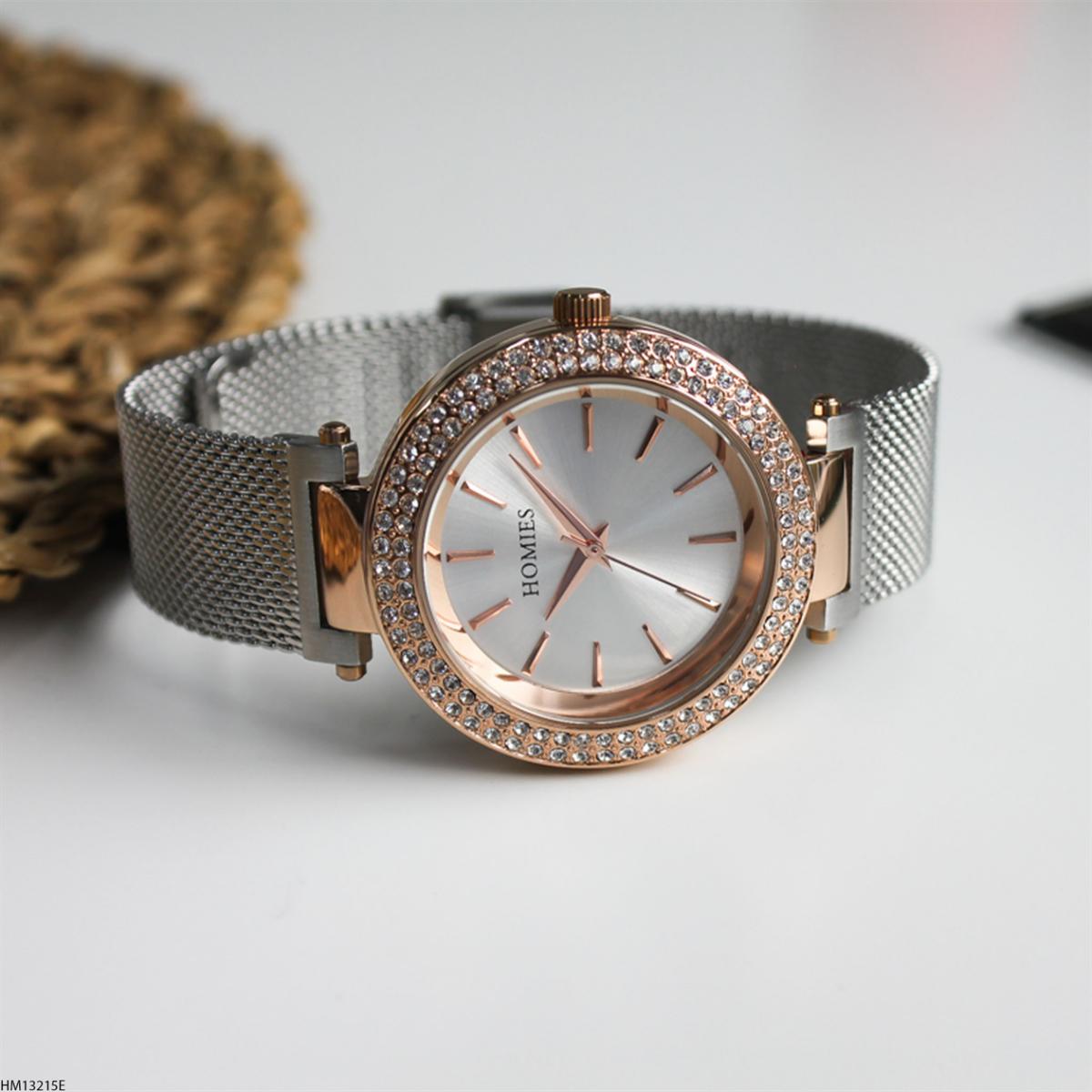 Homies HM13215E 36 mm Gri Çelik Kordon Analog Kadın Kol Saati