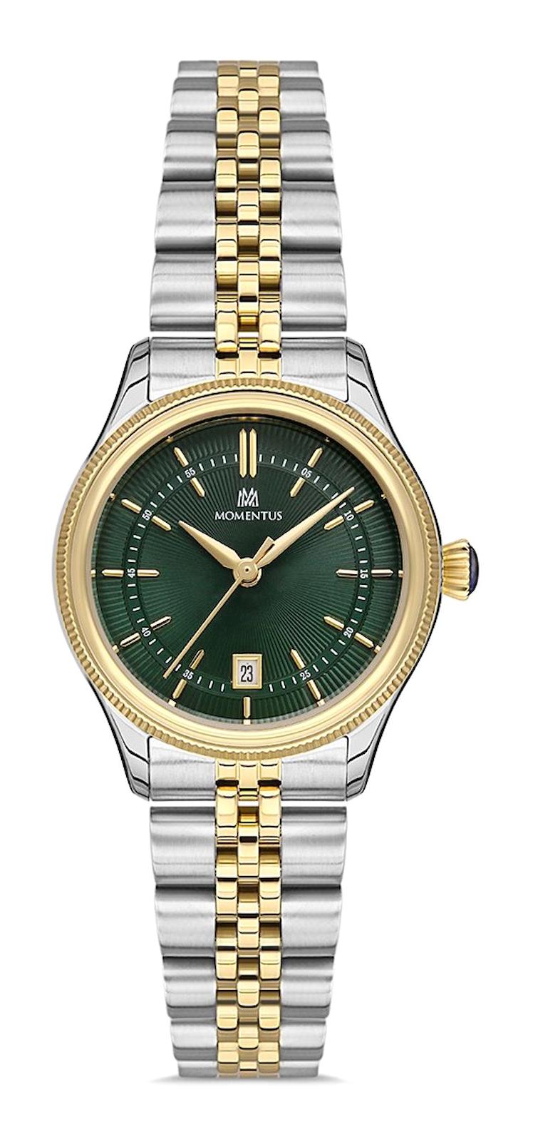 Momentus CW139T-15SG Takvimli 28 mm Altın-Gri Çelik Kordon Analog Kadın Kol Saati
