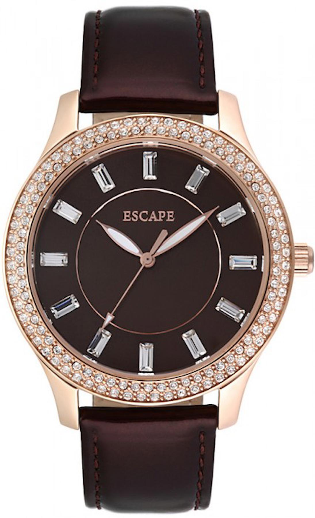 Escape EC1052-110 34 mm Kahverengi Deri Kordon Analog Kadın Kol Saati