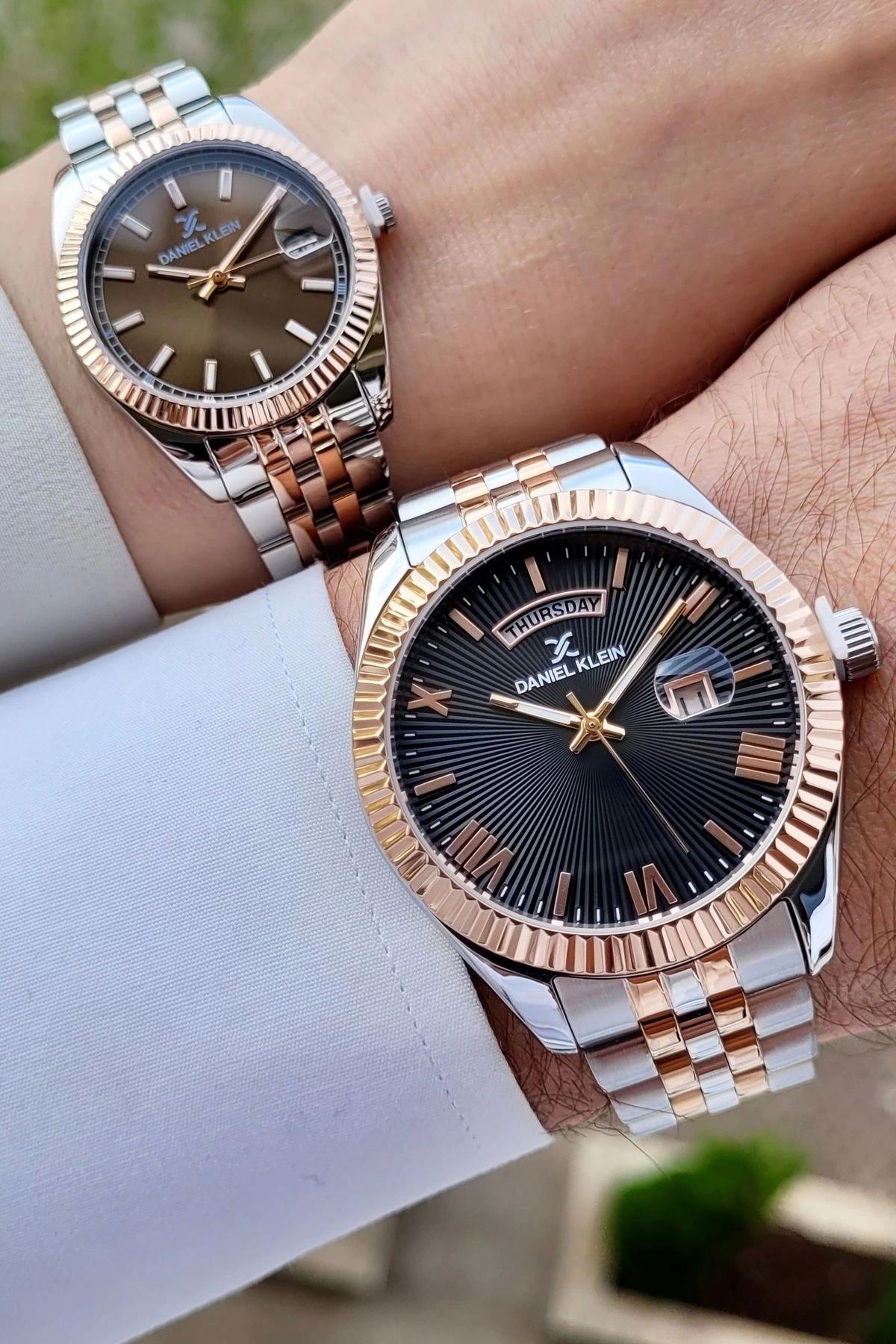 Daniel Klein DKISTE1098 Takvimli Gri-Rose Gold Çelik Kordon Analog Kadın Kol Saati
