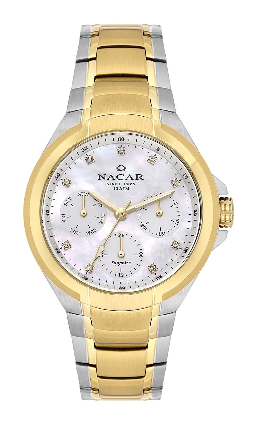 Nacar 28392322-CSM 34 mm Altın-Gri Metal Kordon Analog Kadın Kol Saati