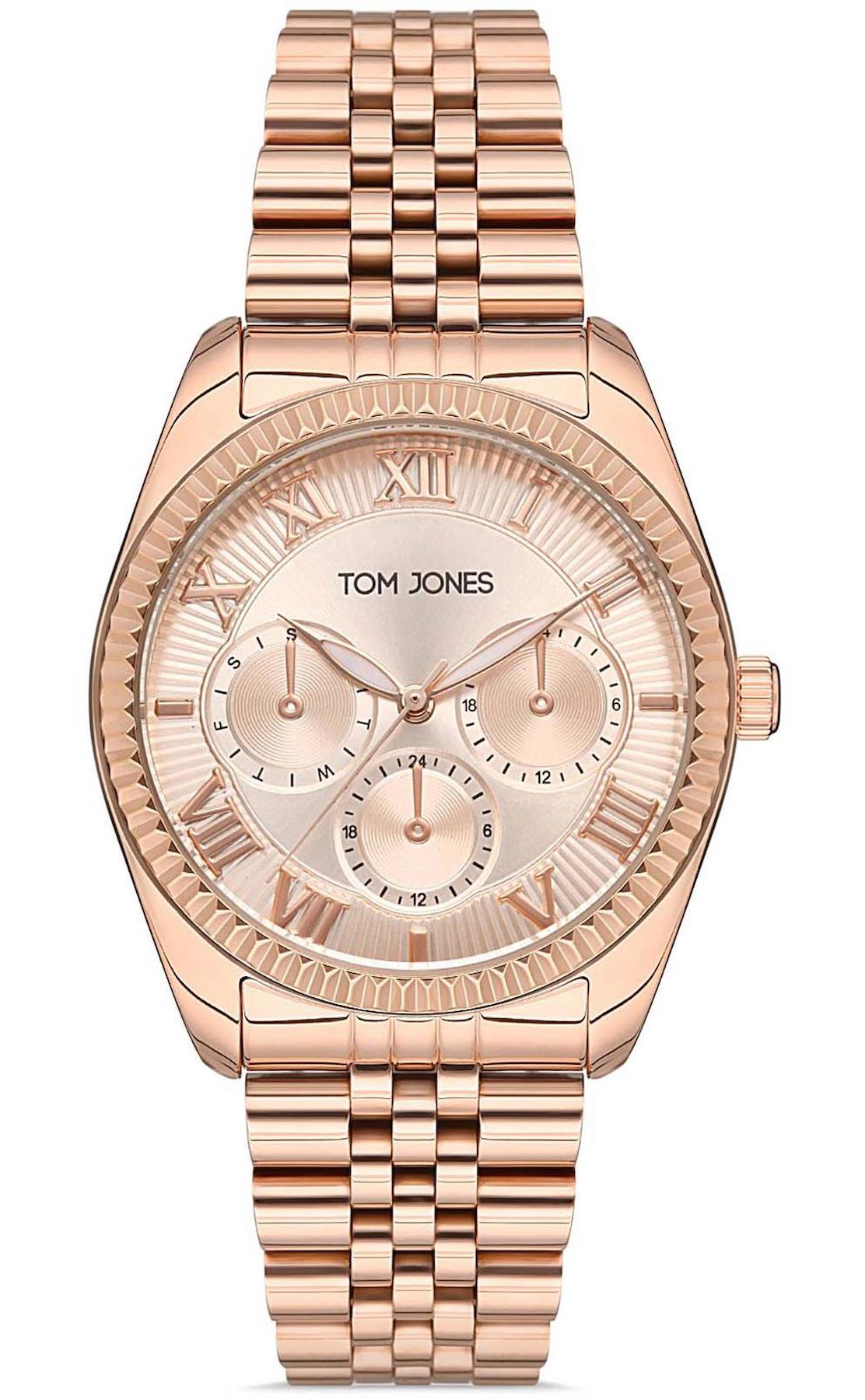 Tom Jones TJ.1049A.05 Takvimli 34 mm Rose Gold Metal Kordon Analog Kadın Kol Saati