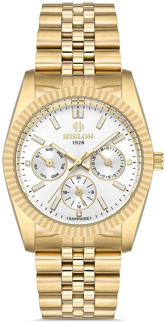 Hislon QT118G-02SG Takvimli 36 mm Altın Çelik Kordon Analog Kadın Kol Saati
