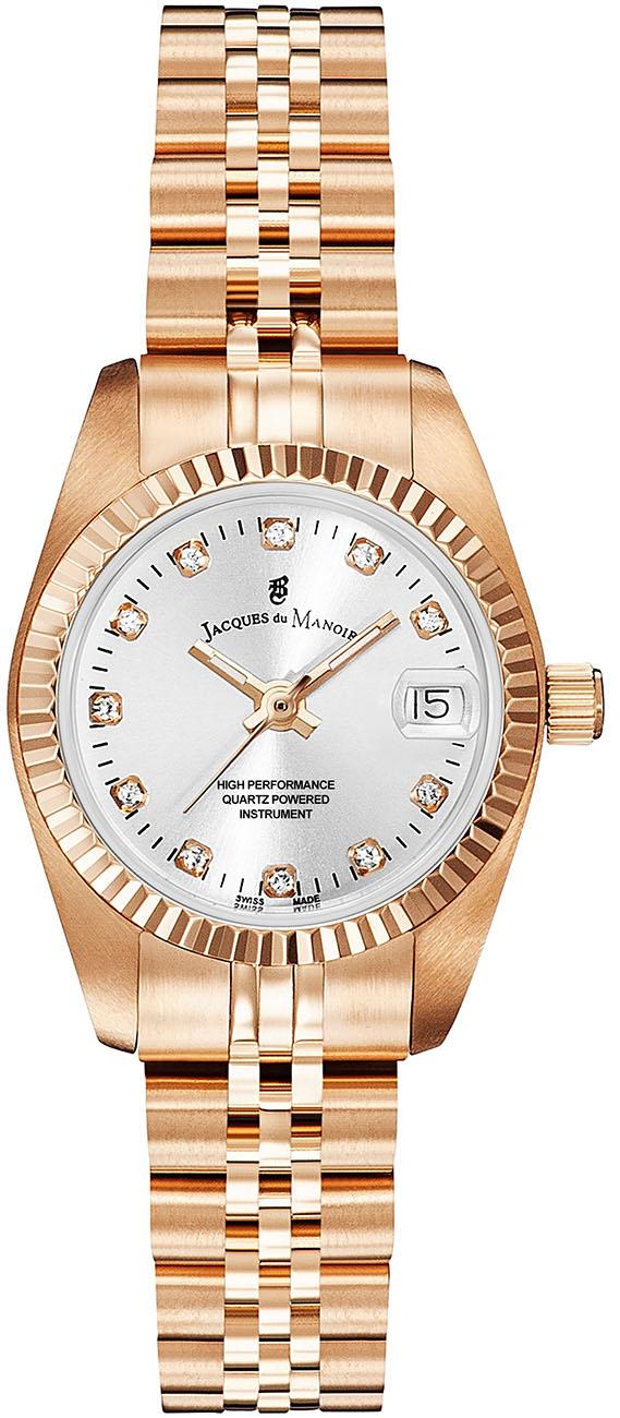 Jacques Du Manoir NRO.16 Takvimli 26 mm Rose Gold Çelik Kordon Analog Kadın Kol Saati