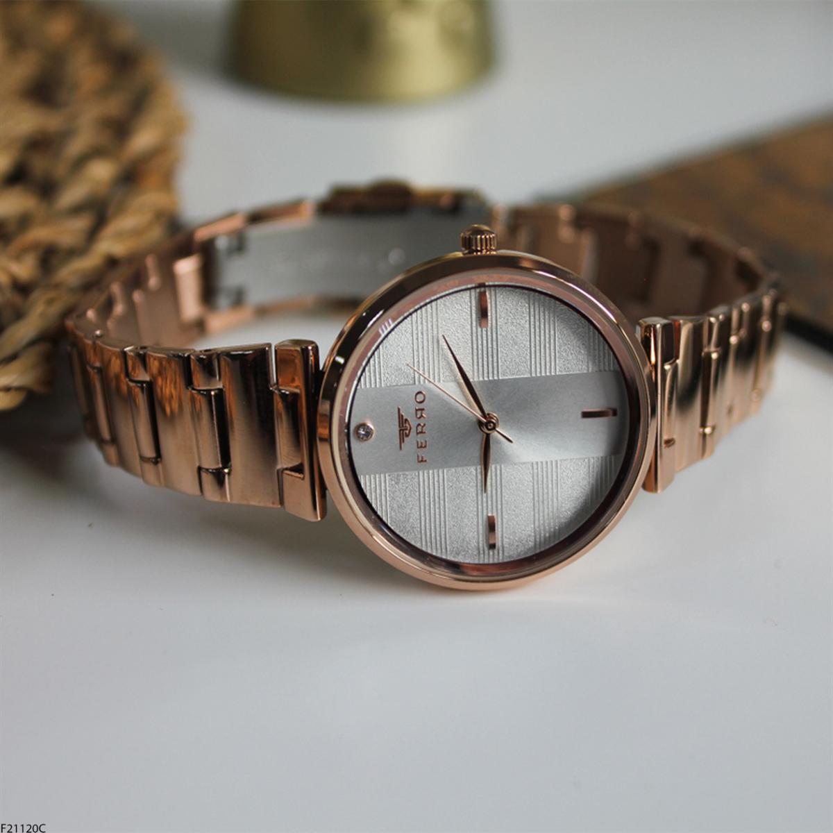 Ferro F21120C 36 mm Rose Gold Metal Kordon Analog Kadın Kol Saati