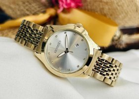 Homies HM22005S01-1 Takvimli 33 mm Altın Çelik Kordon Analog Kadın Kol Saati