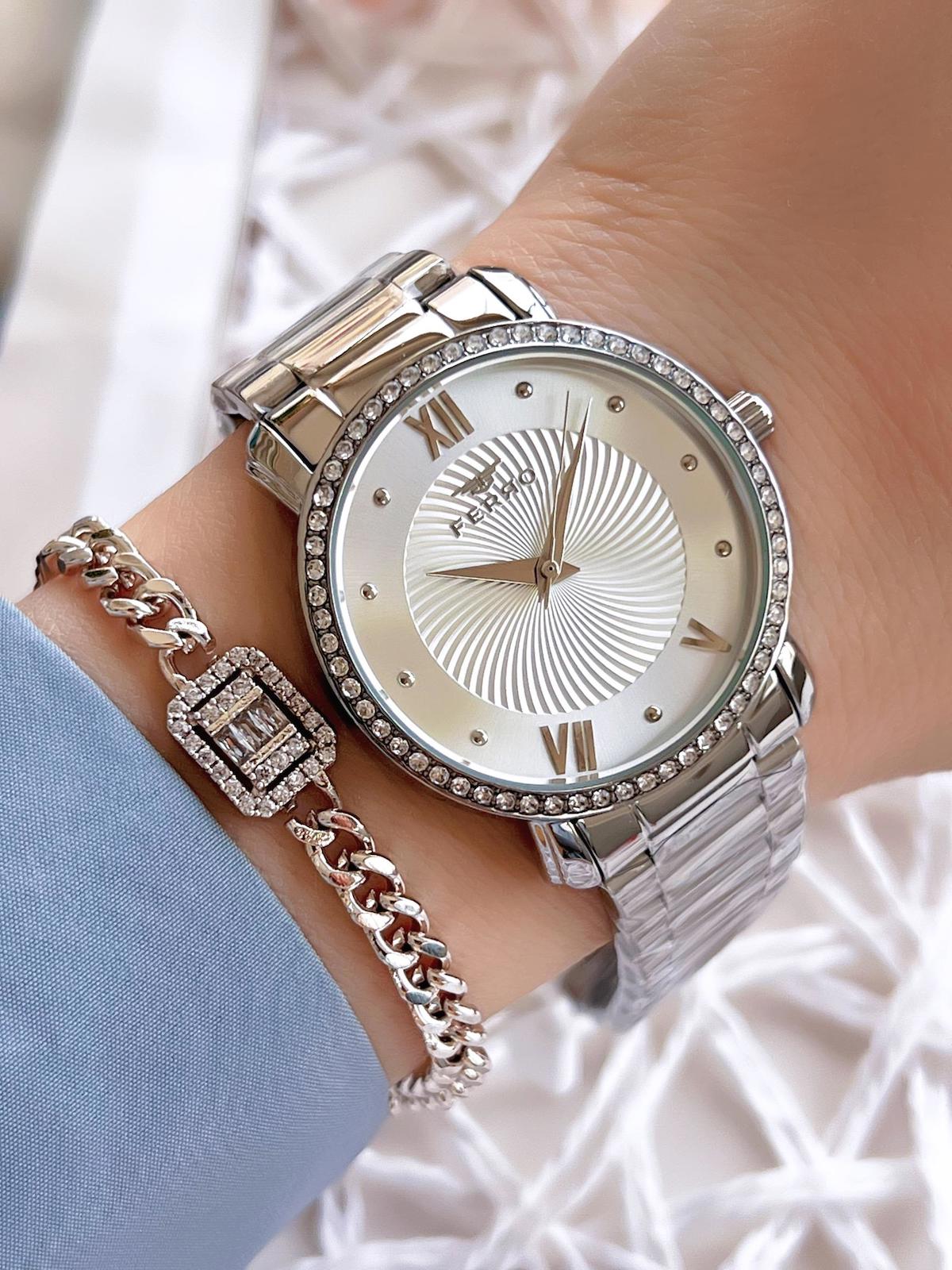 Ferro EFL21261A 36 mm Gri Çelik Kordon Analog Kadın Kol Saati