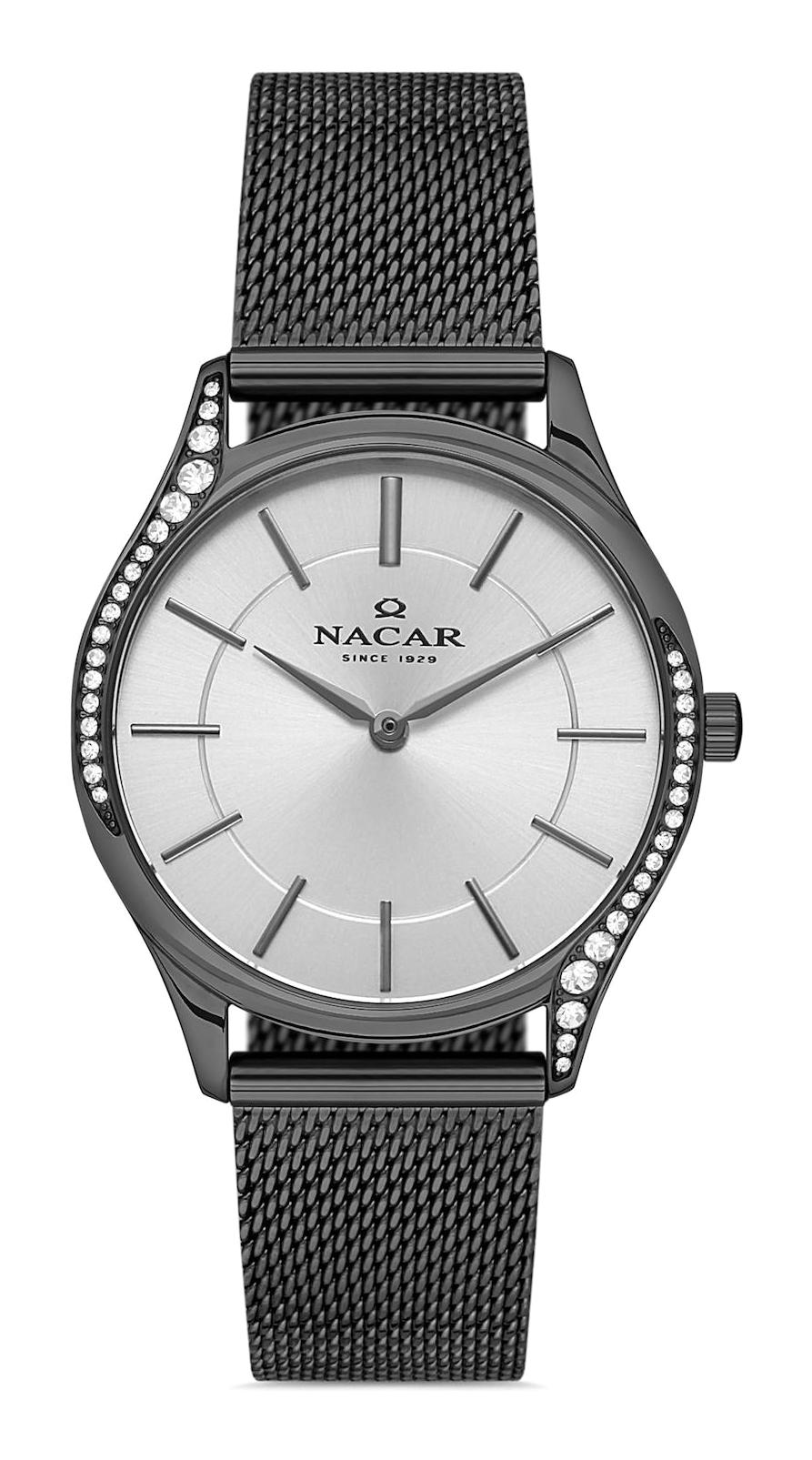 Nacar 36392020-GSM 36 mm Antrasit Hasır Kordon Analog Kadın Kol Saati