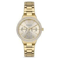 Ferrucci FRC.14307M.04 Takvimli 35 mm Altın Çelik Kordon Analog Kadın Kol Saati