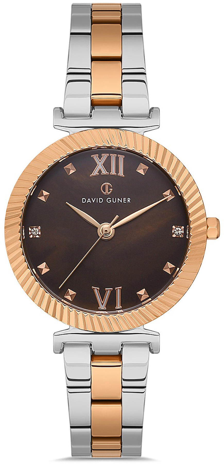 David Guner DG-8412LA-E6 33 mm Gri-Rose Gold Çelik Kordon Analog Kadın Kol Saati