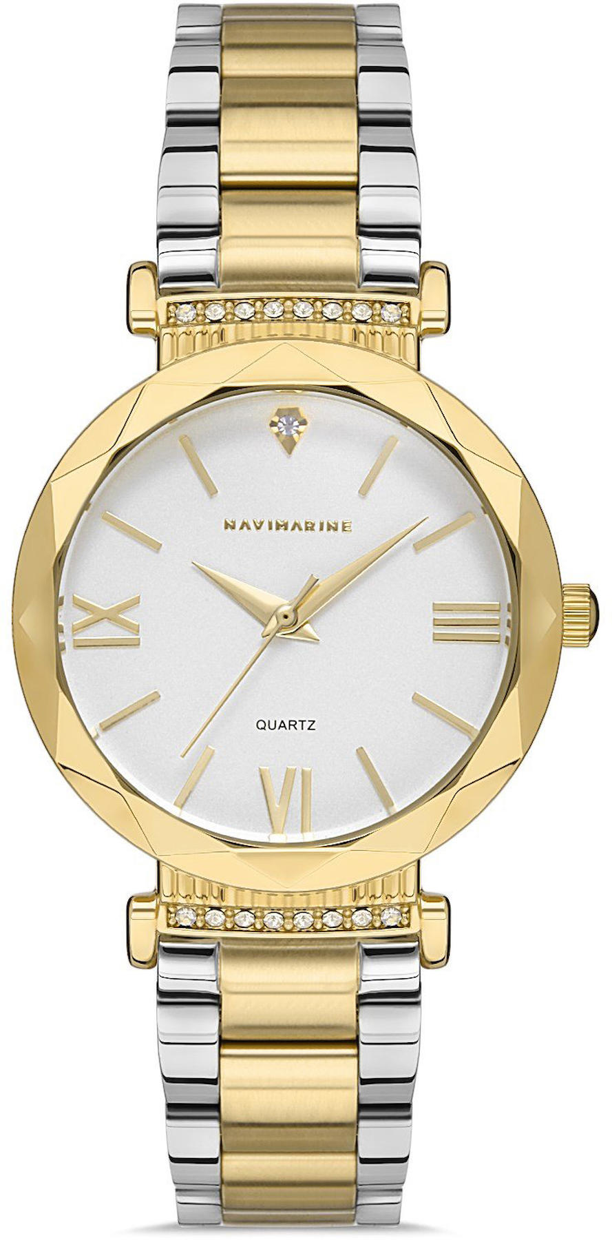 Navimarine NM109-02 34 mm Altın-Gri Çelik Kordon Analog Kadın Kol Saati