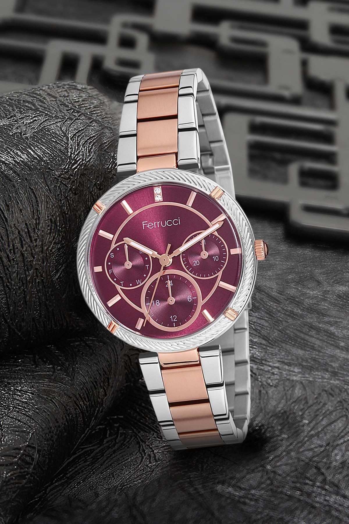 Ferrucci 9FM2503 36 mm Gri Metal Kordon Analog Kadın Kol Saati
