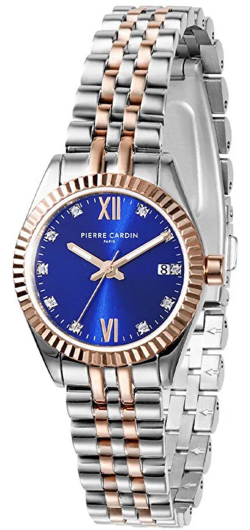 Pierre Cardin COP.1005 Takvimli 28 mm Gri-Rose Gold Çelik Kordon Analog Kadın Kol Saati