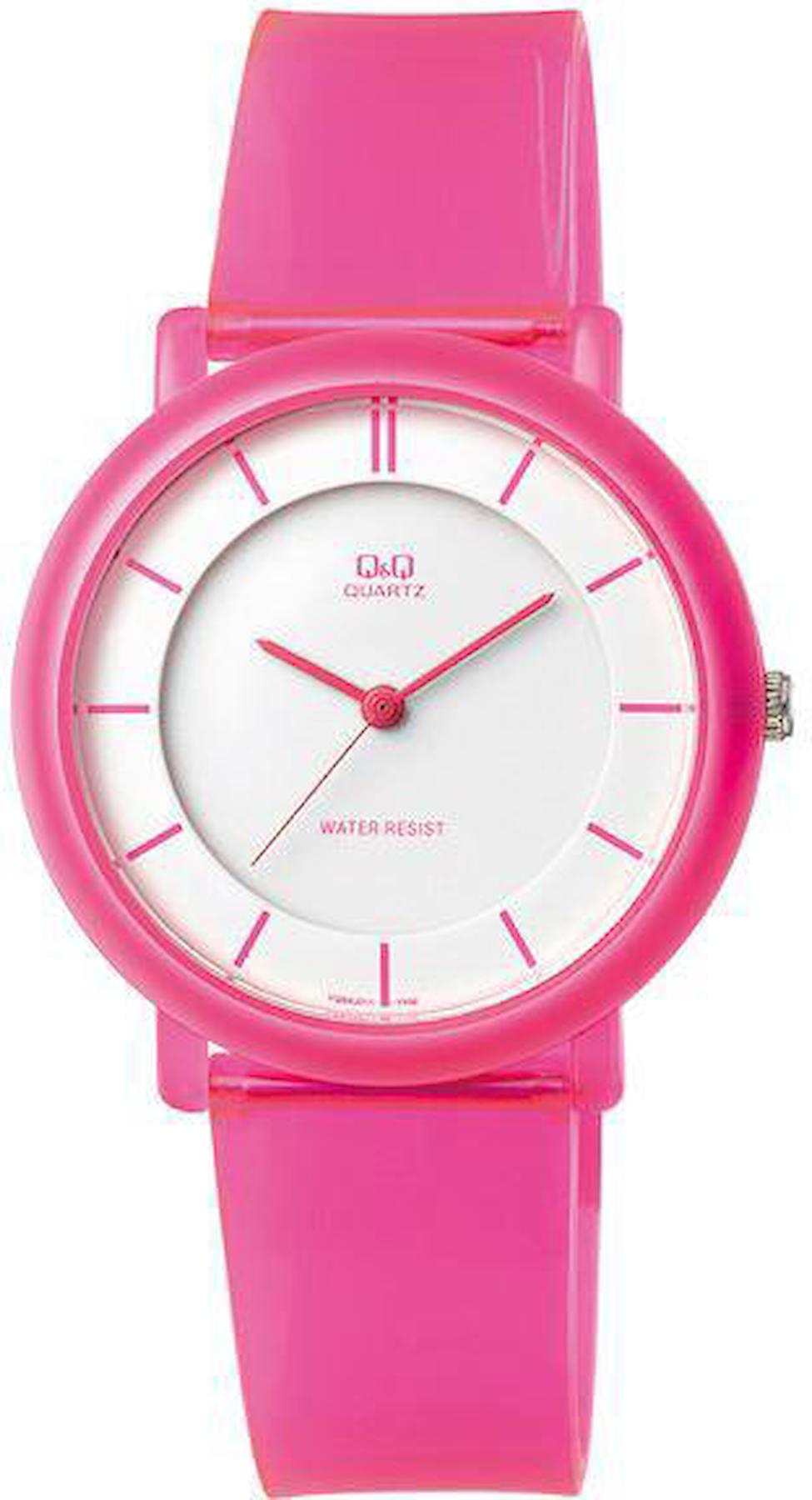 Q&Q VQ94J011Y 37 mm Pembe Silikon Kordon Analog Kadın Kol Saati