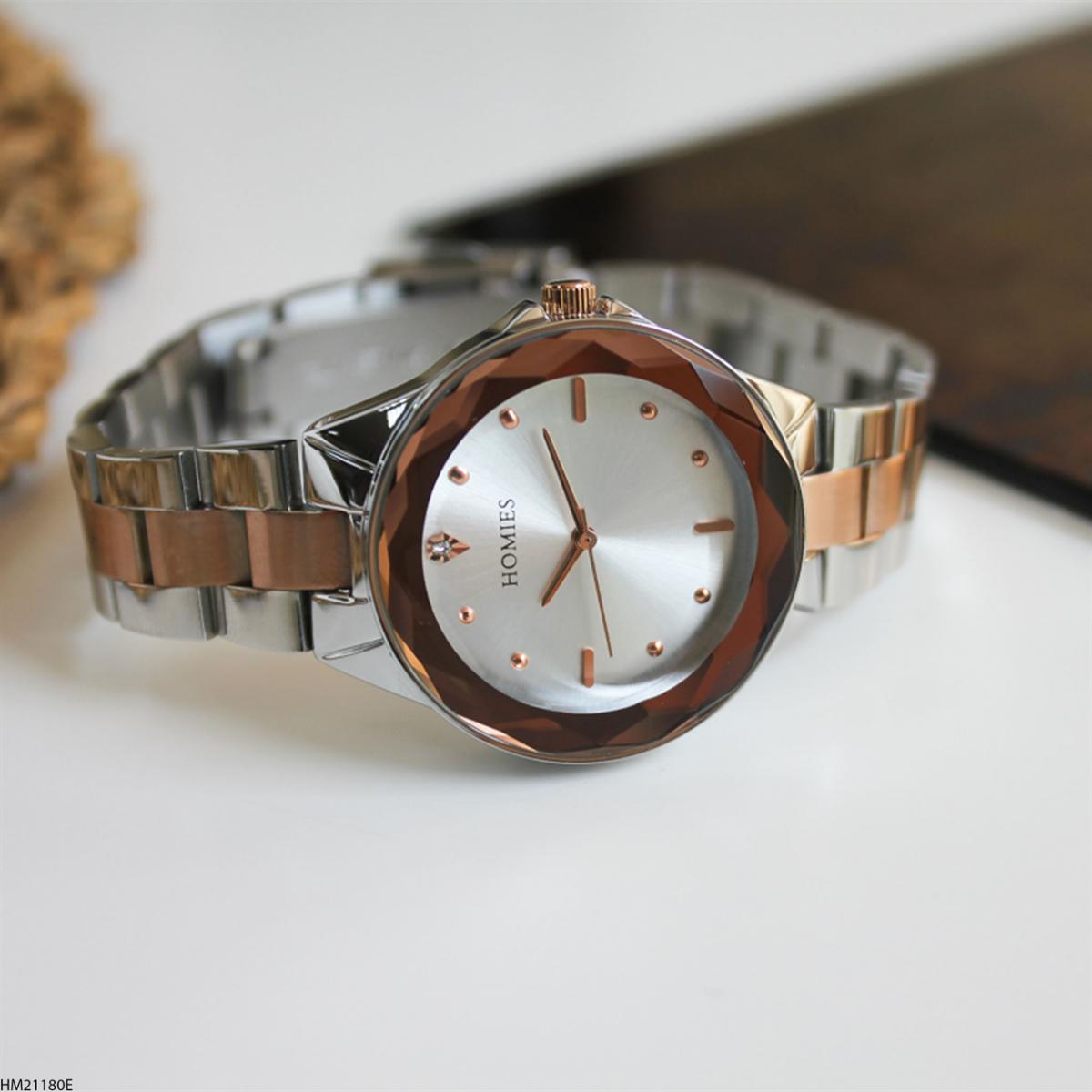 Homies HM21180E 34 mm Gri-Rose Gold Metal Kordon Analog Kadın Kol Saati