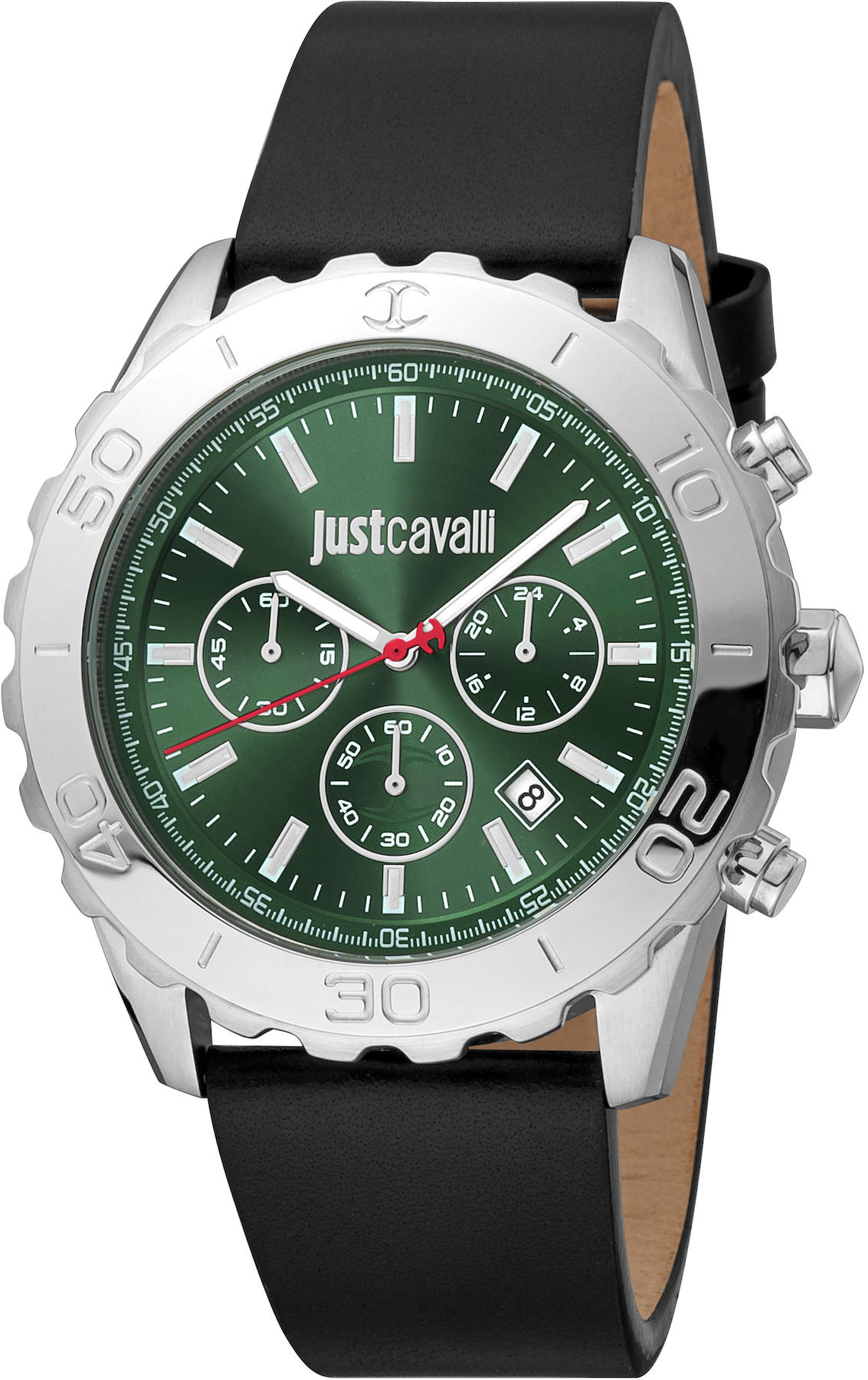 Just Cavalli JC1G214L0015 Takvimli 38 mm Siyah Deri Kordon Analog Kadın Kol Saati