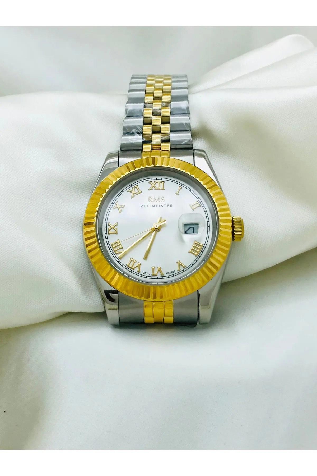 Romanson RMS.1.AG1459.04 Takvimli 41 mm Altın-Gri Çelik Kordon Analog Erkek Kol Saati
