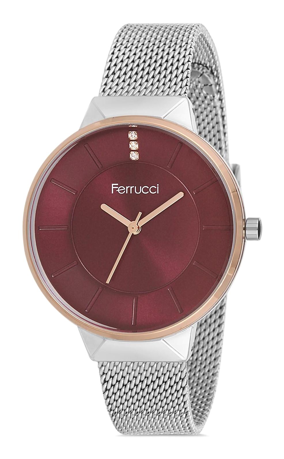 Ferrucci 9FM2079 38 mm Gri Çelik-Hasır Kordon Analog Kadın Kol Saati